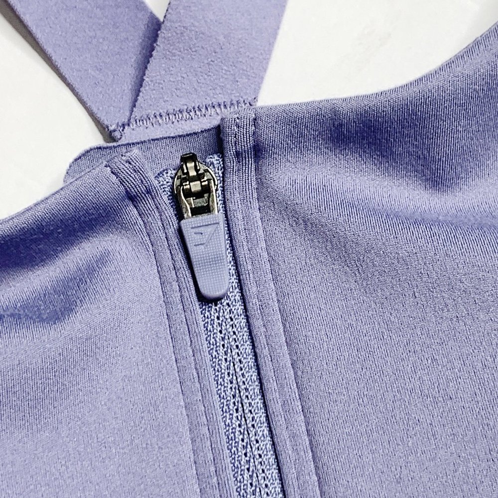 Gymshark Light Purple Full Zip Padded Sports Bra Adjustable Mesh Back Keyhole S - Picture 2 of 9